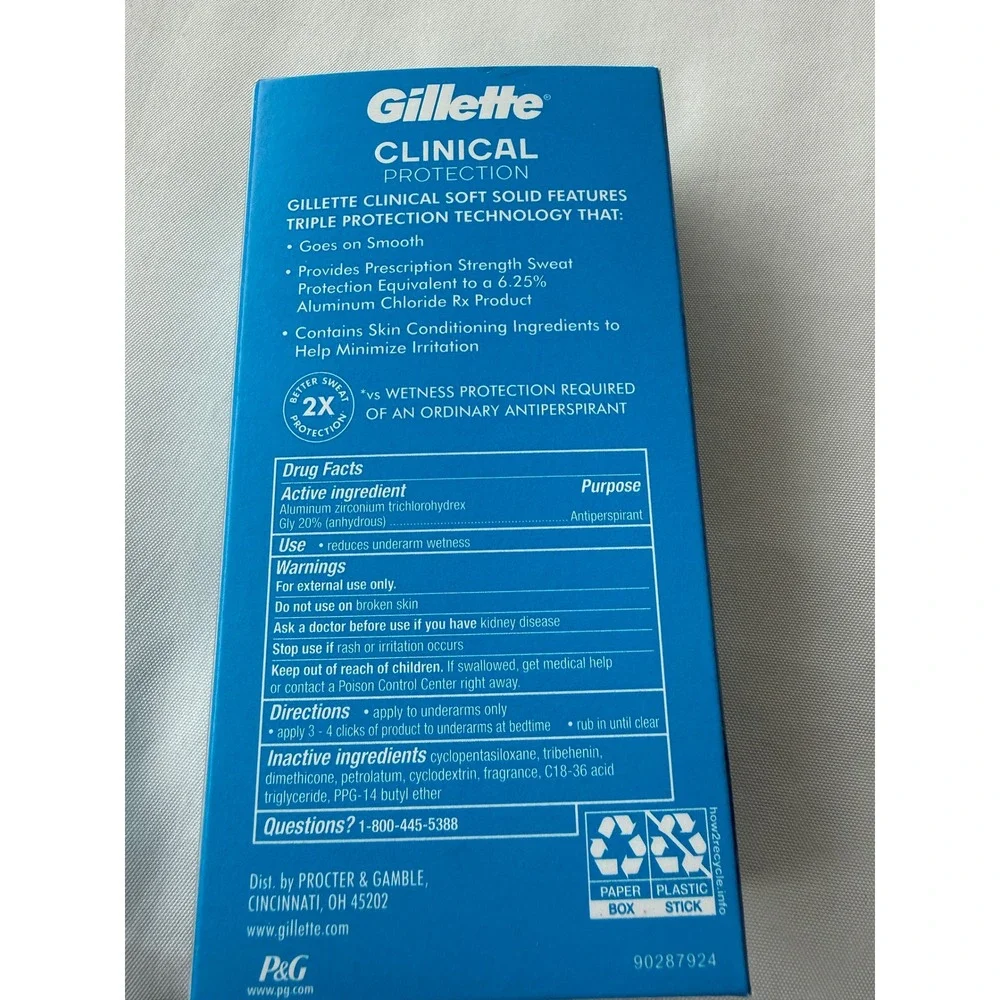 Gillette‎ Clinical Protection Ultimate Fresh Soft Solid Antiperspirant 2.6oz NEW